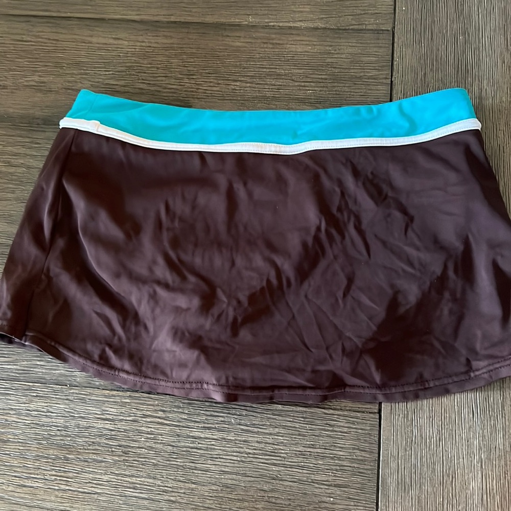 Brown and Blue Women's Swim Skirt